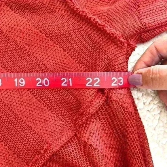 We The Free Orange Stripe V-Neck Boho Long Sleeve Sheer Wrap Style Dress Size S - Picture 12 of 13